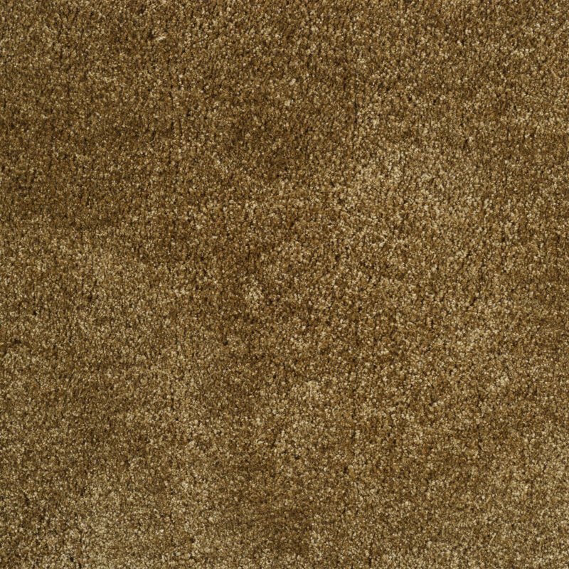 ITC Monza 42002 carpet in bronze-gold, a very tight pile Saxony made from durable polyester with a long, soft pile and handmade cotton backing.